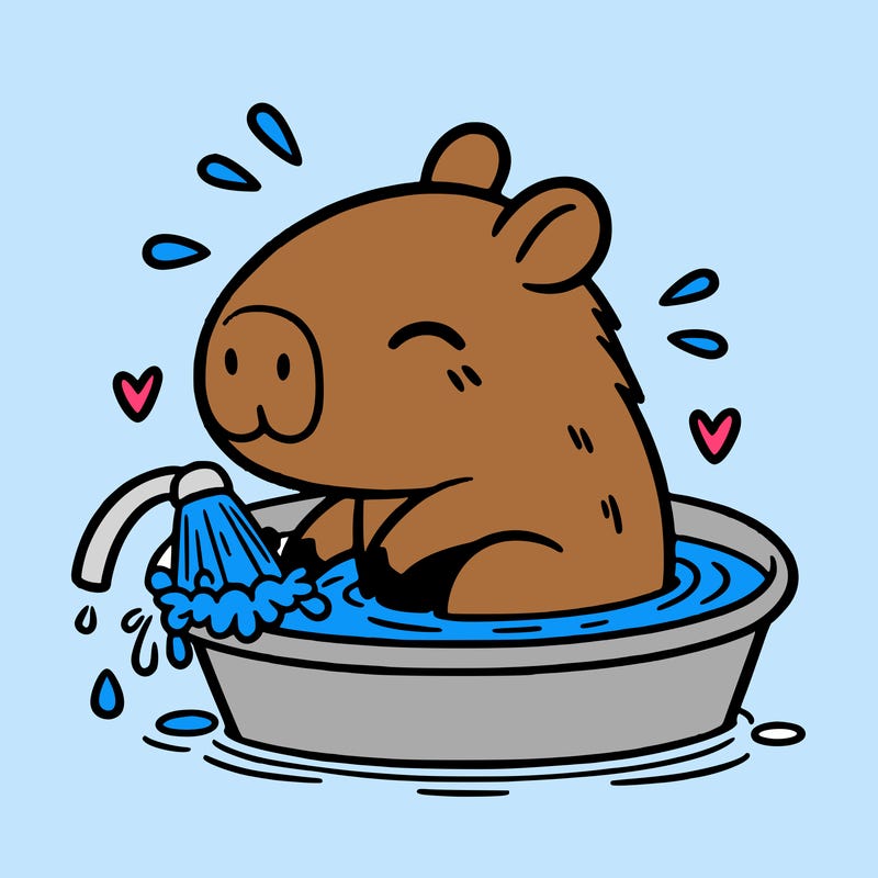 capybara taking a bath