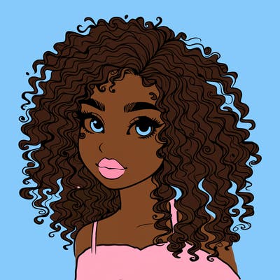 girl with curly hair realistic