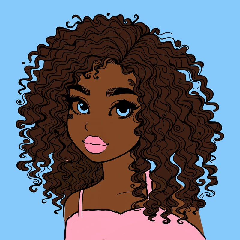 girl with curly hair realistic