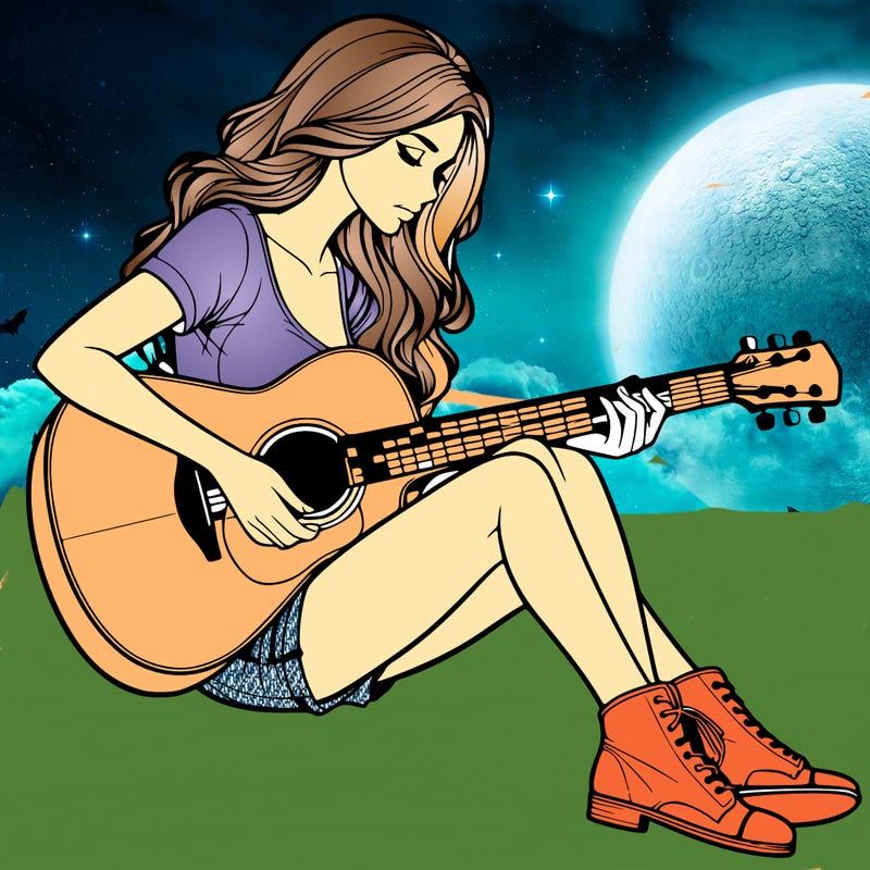 realistic woman play guitar
