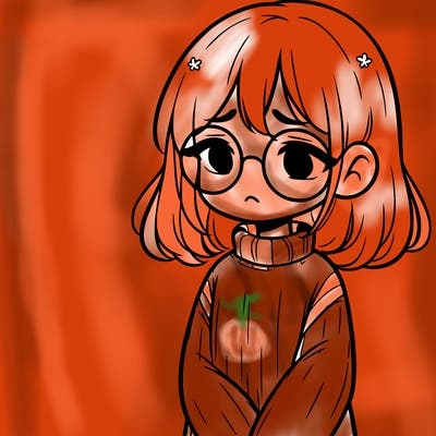 sad girl with glasses in a sweater