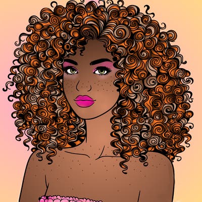 realistic woman with very curly hair