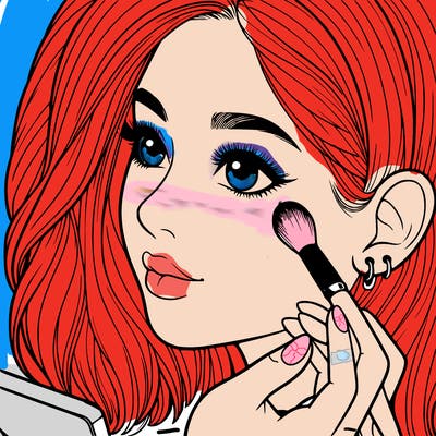 a realistic girl doing her makeup