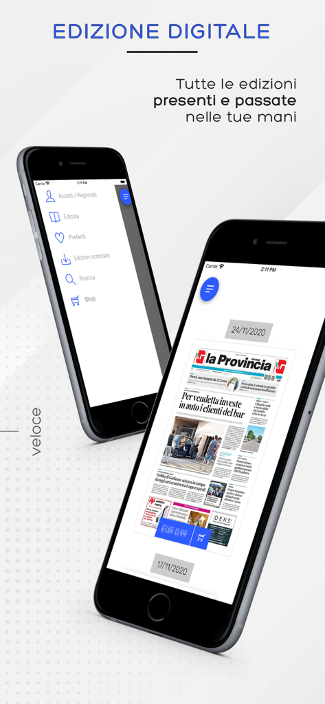La Provincia Pavese - La Provincia Pavese mobile app displaying digital newspaper editions on iPhones.