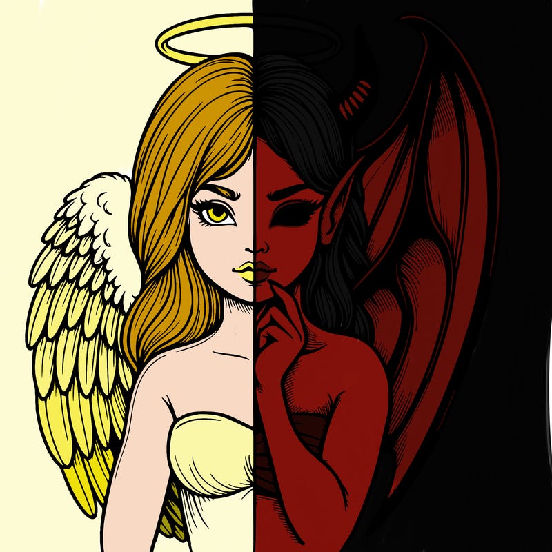 realistic angel half demon