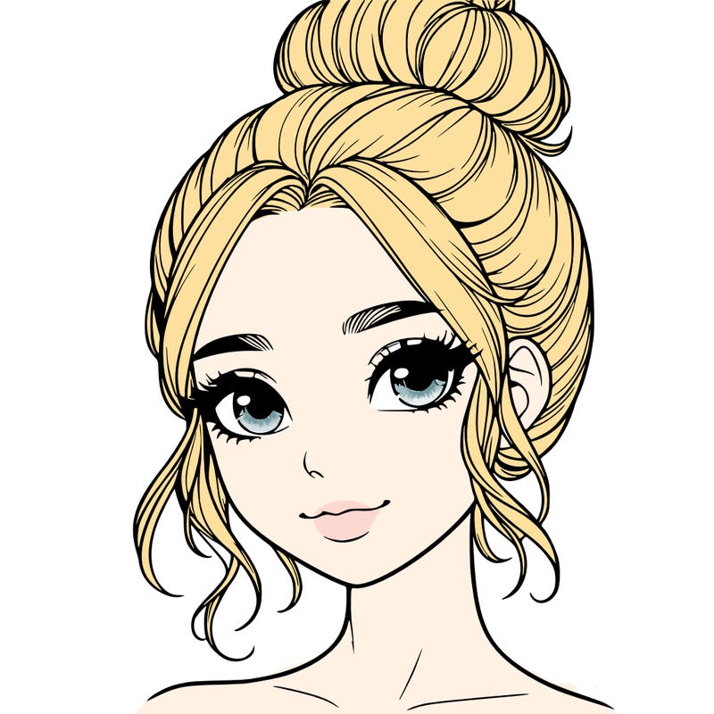 realistic pretty girl with hair in bun