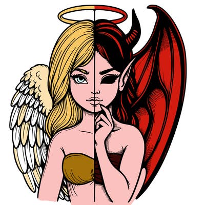 realistic angel half demon