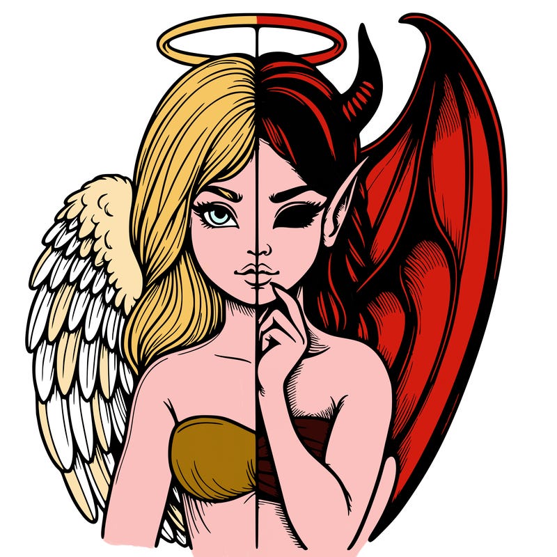 realistic angel half demon