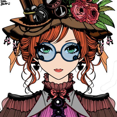 a realistic fancy steampunk manga queen