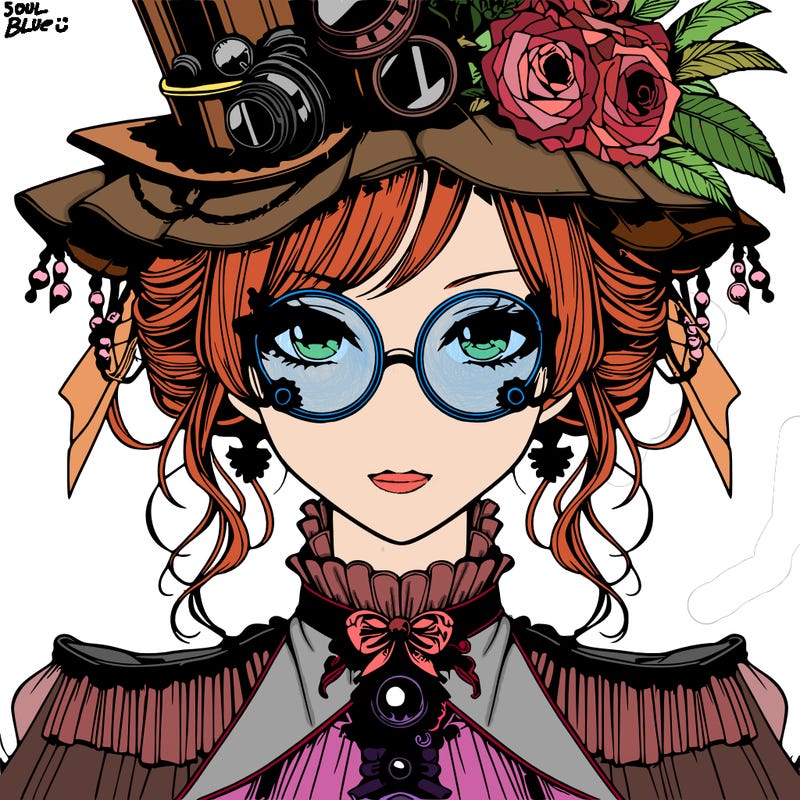 a realistic fancy steampunk manga queen