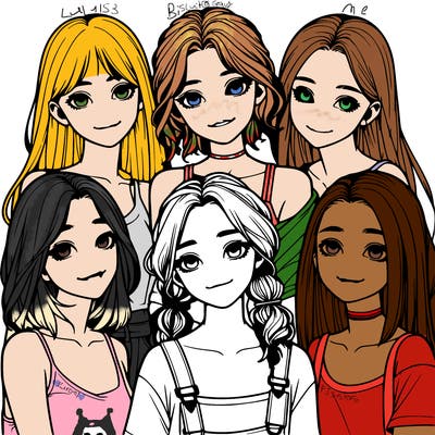 a group of girls realistic