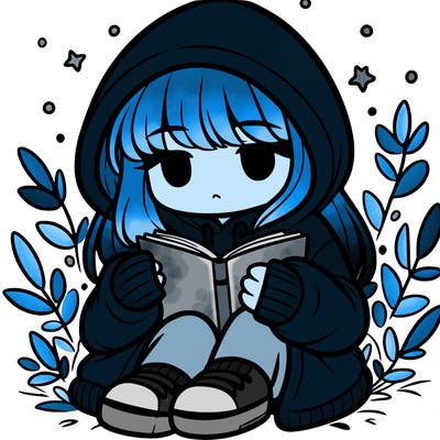 girl in oversized hoodie reading a book