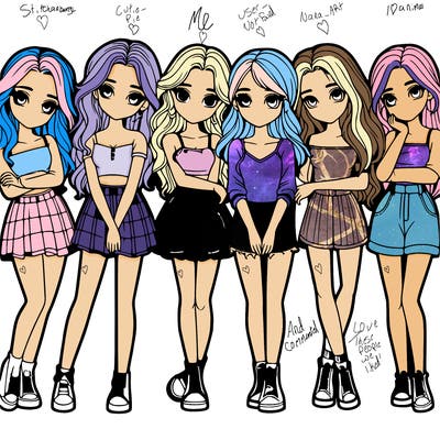 a group of girls realistic