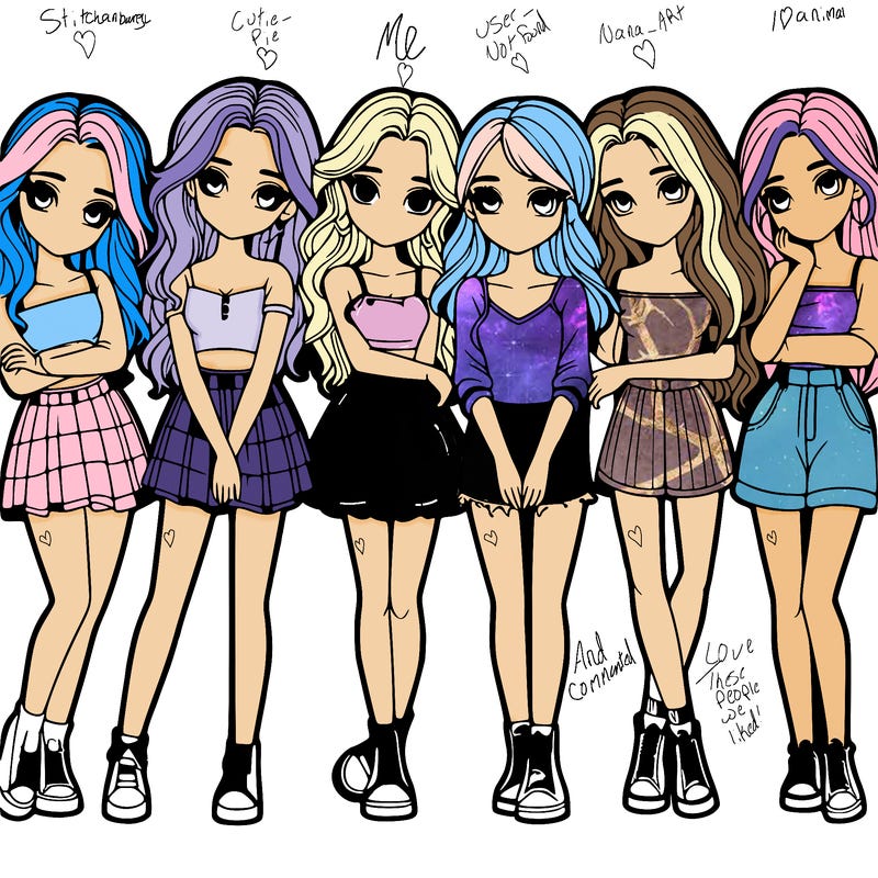 a group of girls realistic