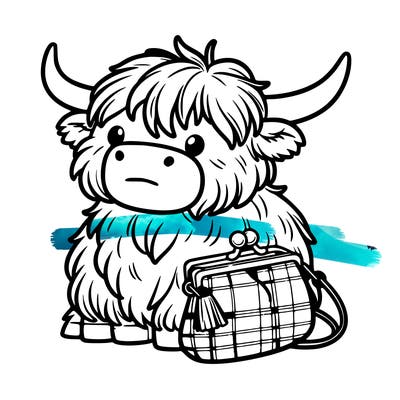 highland cow in a purse
