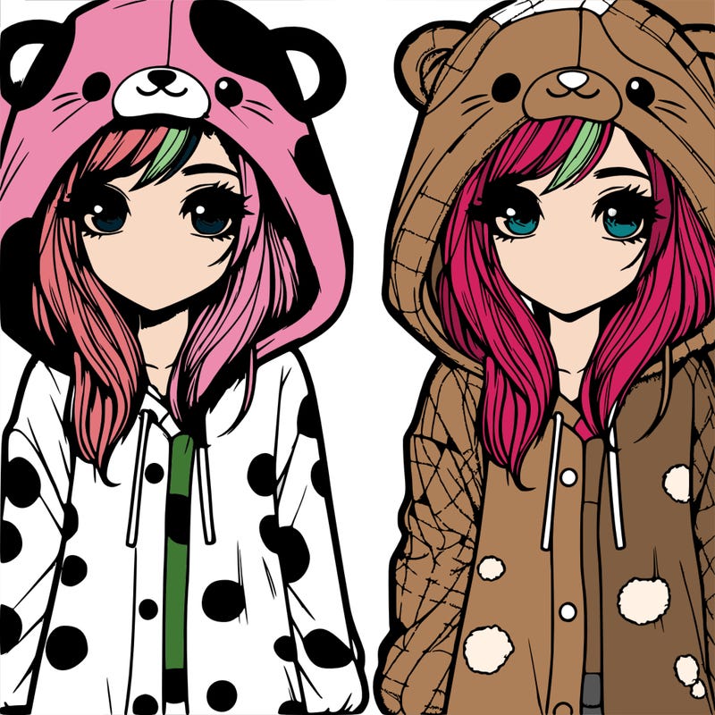realistic girl in an animal pj's hoodie