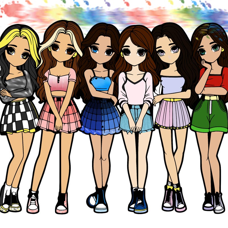 a group of girls realistic