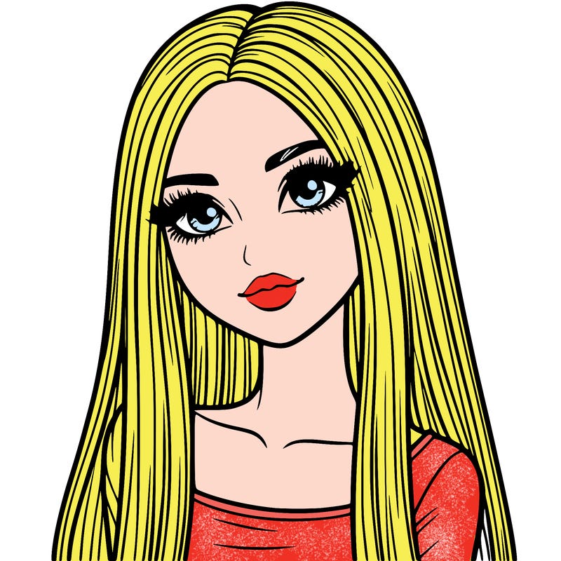 realistic girl with straight and long hair