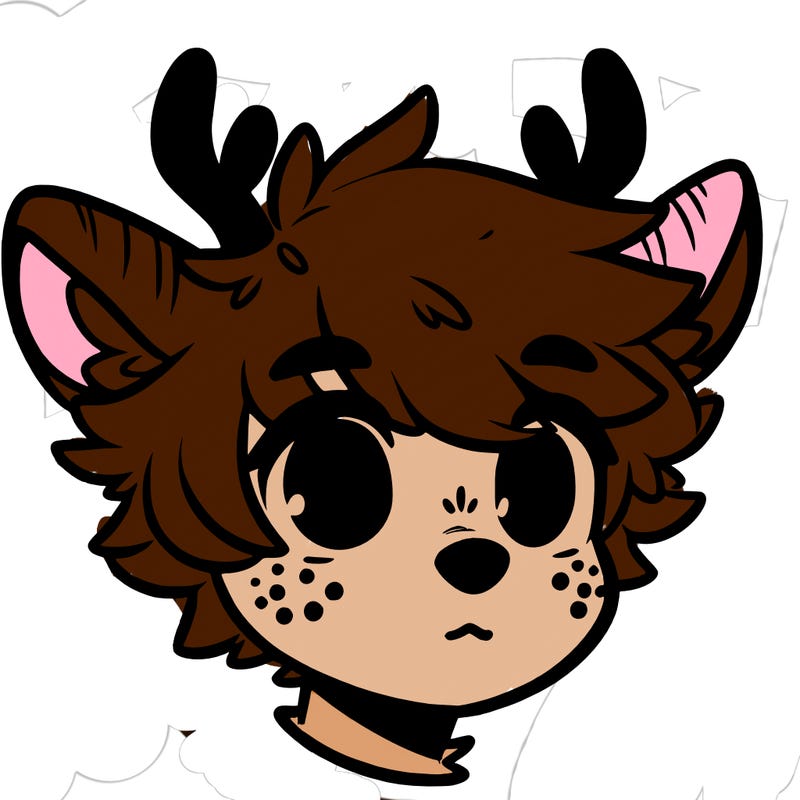 a humanoid deer with soft fluffy ears