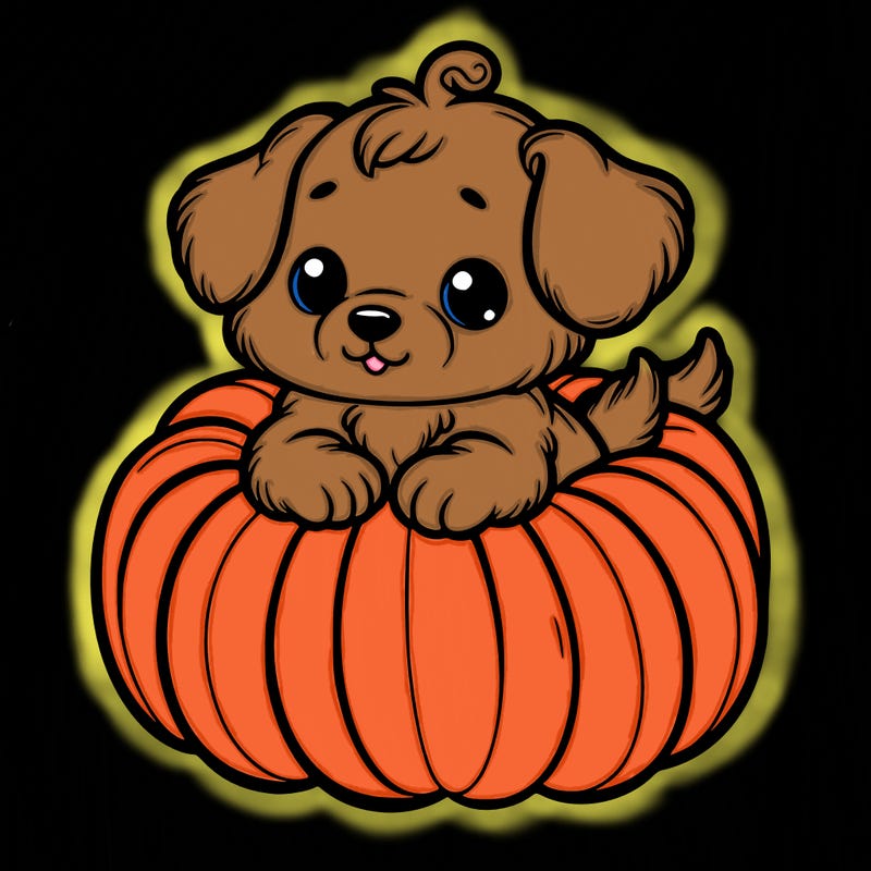 cute little puppy in a pumpkin