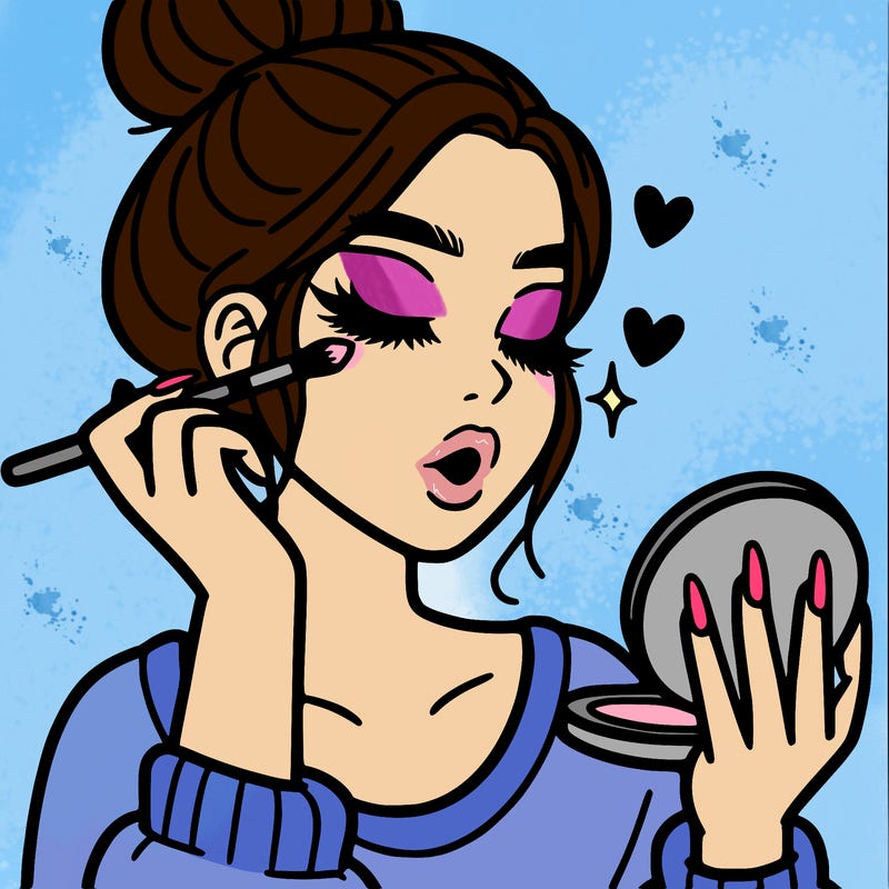 aesthetic girl doing her makeup