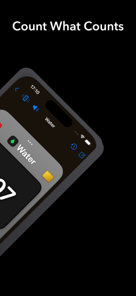 Numly AI: Smart Tally Counter - Aesthetic iPhone interface of Numly AI tally counter showing a water tracker with minimalist design