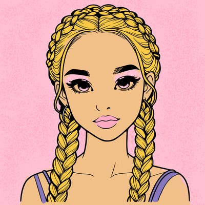 realistic girl with braids