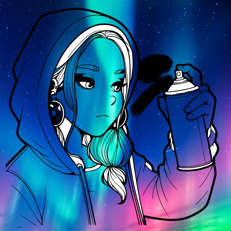 a realistic girl, spray painting