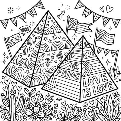 Dive into a world of creativity and celebration with our Bent Pyramids Pride Month coloring page! This unique design blends ancient wonders with vibrant symbols of love and diversity, perfect for a joyful coloring experience.