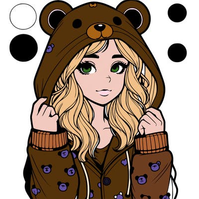 realistic girl in a animal pjs hoodie