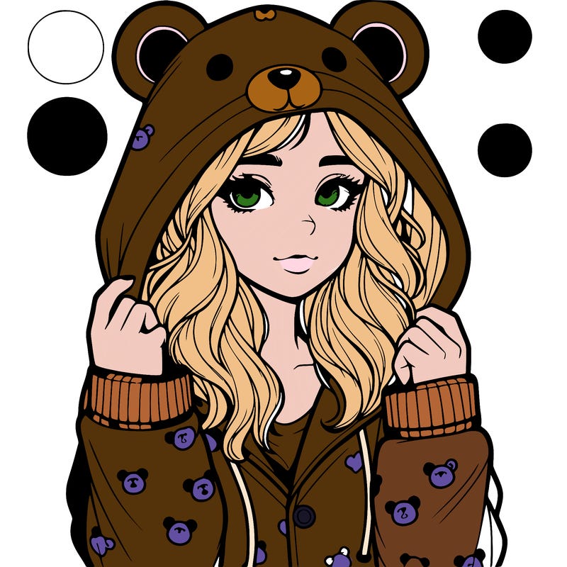 realistic girl in a animal pjs hoodie