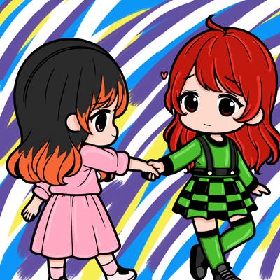 a girl holding a other girl s hand