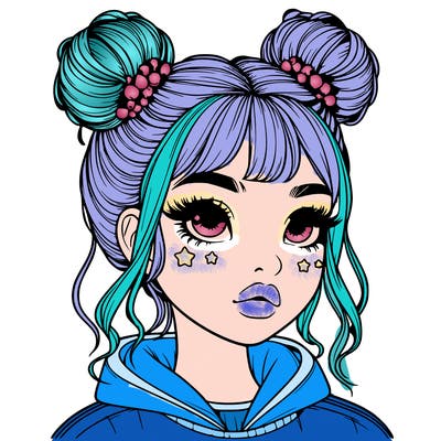 realistic girl with space buns