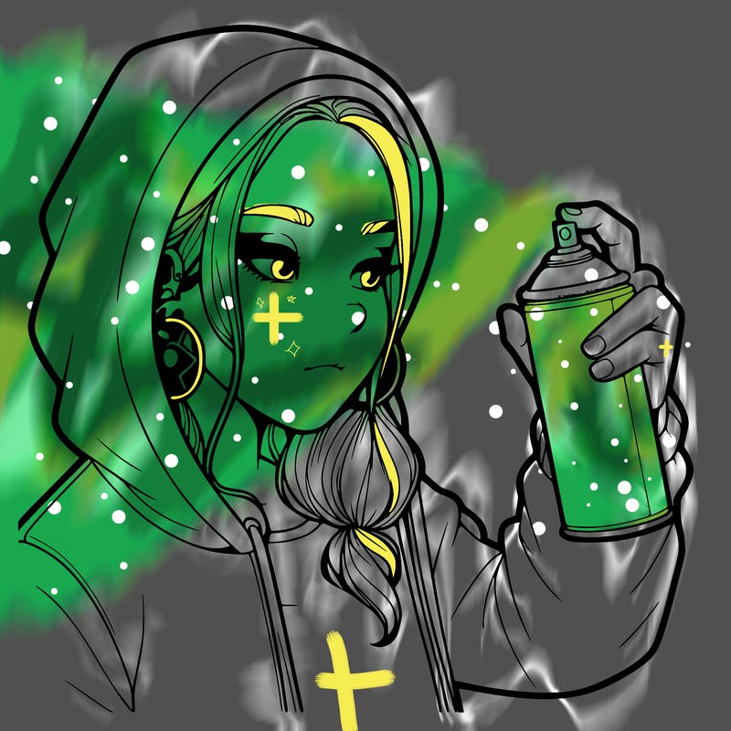 a realistic girl, spray painting