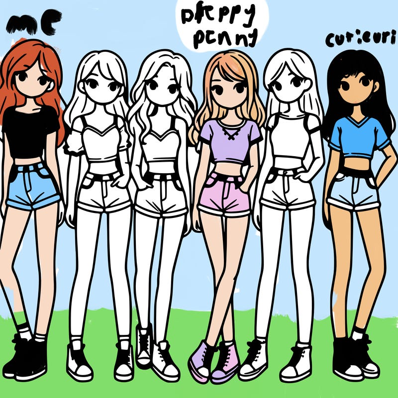 a group of girls wearing crop tops and shorts