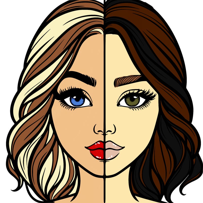 realistic girl split half