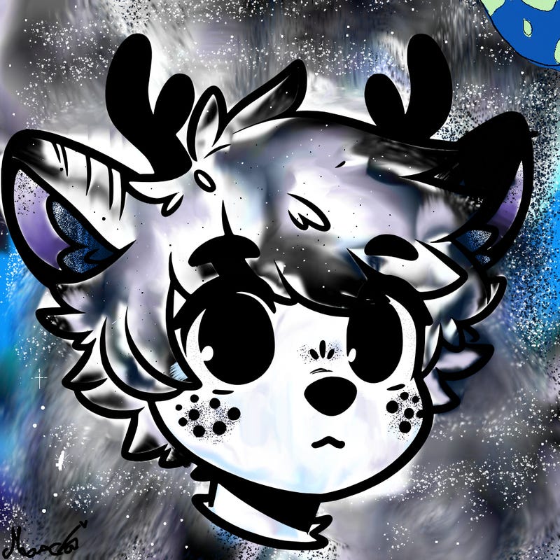 a humanoid deer with soft fluffy ears