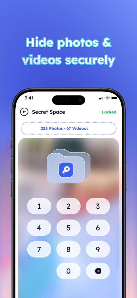 Phoenix Cleaner: AI Cleaner - iPhone screen showing a secure private vault with a numeric passcode to hide photos and videos
