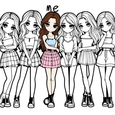 a group of girls realistic