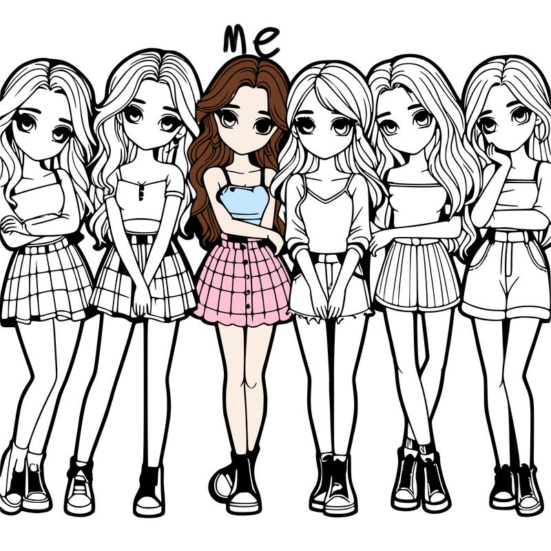 a group of girls realistic