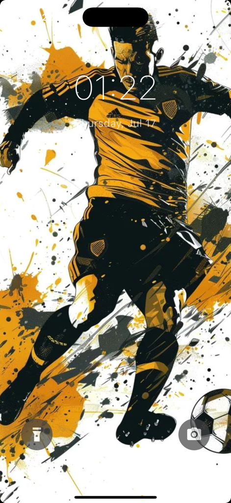 黄色のジャージを着たサッカー選手を描いた、芸術的な4Kサッカー壁紙