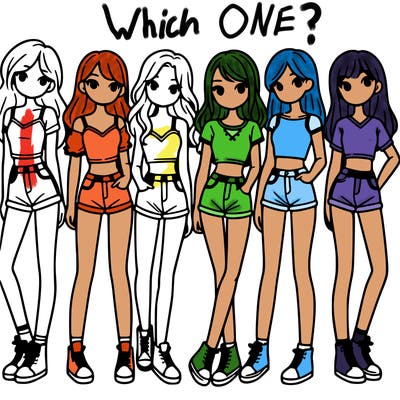 a group of girls wearing crop tops and shorts