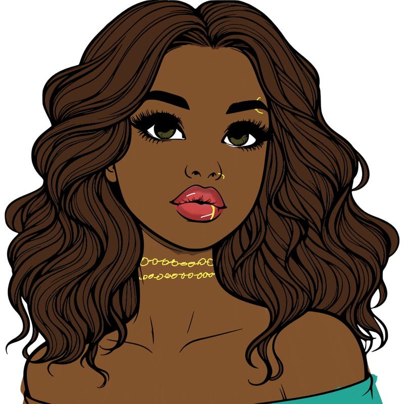 realistic girl with wavy hair and lips