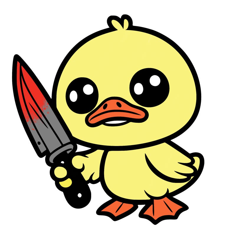 cute duck with knife