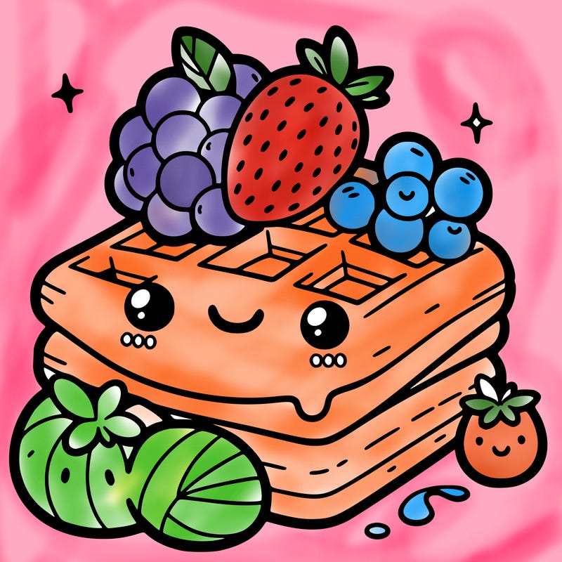 simple waffle with fruit