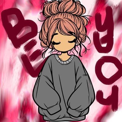 girl with baggy sweatshirt and messy bun