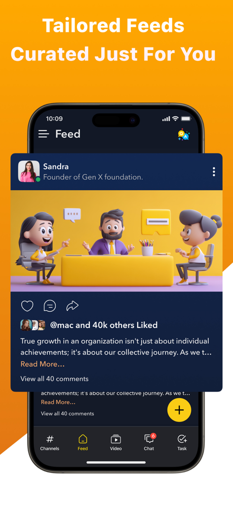 Pepul-Social Network app - Screenshot of the Pepul app showing a curated social media feed with a post from a community founder.