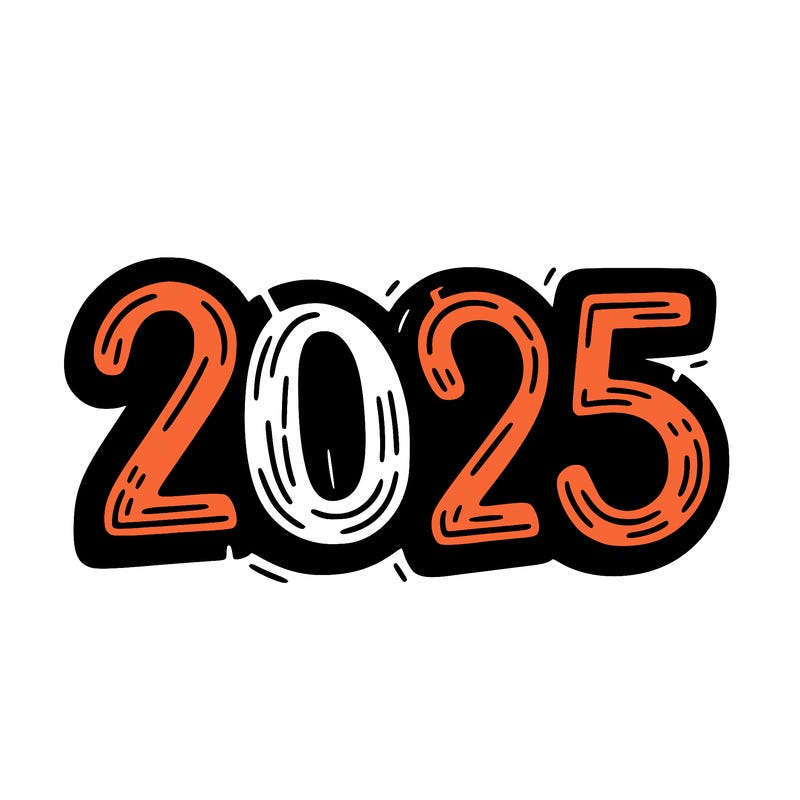 one line scrawled numbers sketch design “2025”