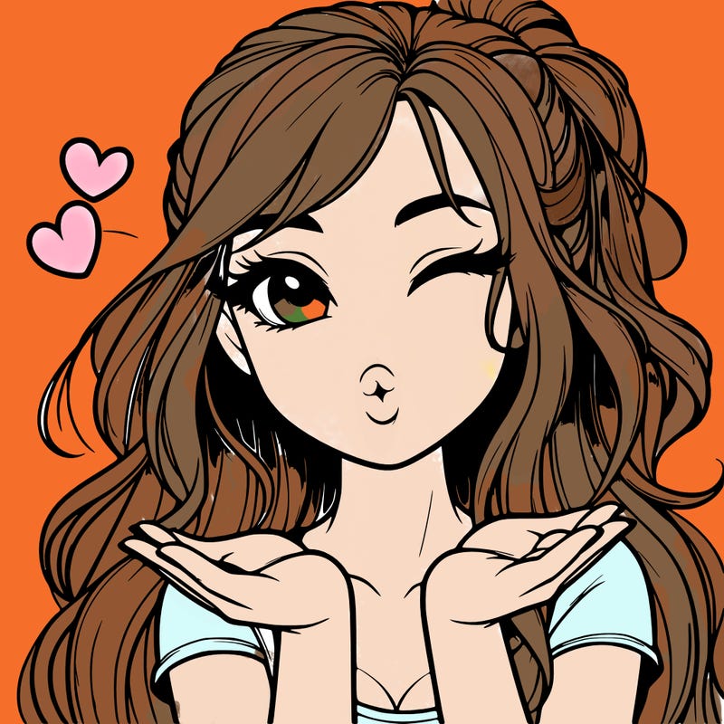 realistic girl winking and blowing a kiss while making heart hands