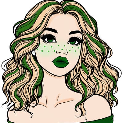 realistic girl with wavy hair and lips